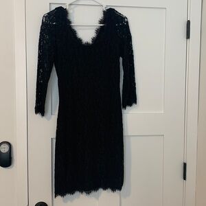 Diane von Furstenberg Zaria Scoop Dress in Black Size 2, New With Tags